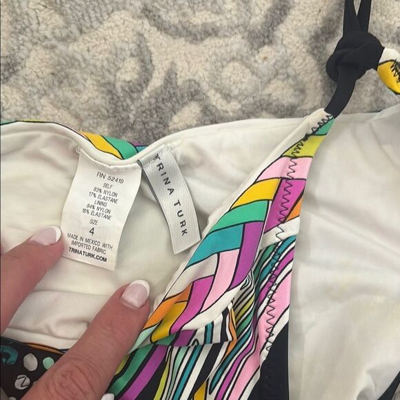 Trina Turk size 4 tropical Multicolor Striped Bikini Bottom - Picture 3 of 5